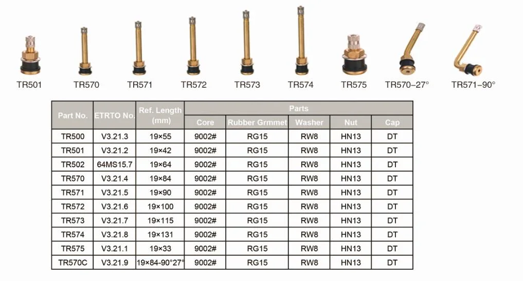 Car Tire Valve Trj650-03 Large Bore Swivel Type Tire Valve Brass Tyre Valve for Agricultural Tractors