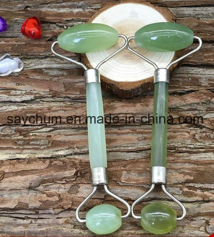 100% Natural Jade Facial Massage Roller Anti Wrinkle Thin Face Beauty Bar Stick Face Slimming Wheel Body Massage