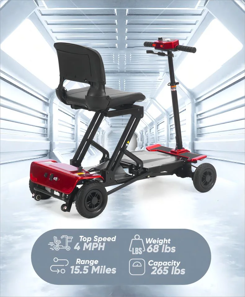Disabled Electric Scooter 4 Wheel Foldable Light Weight Mobility Scooter for Senior with Basket