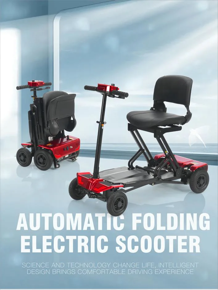 Disabled Electric Scooter 4 Wheel Foldable Light Weight Mobility Scooter for Senior with Basket