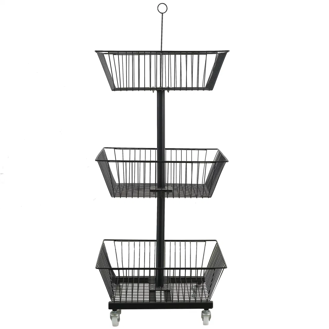 Four Sides Supermarket Wire Display Rack Stand with 5 Wheels