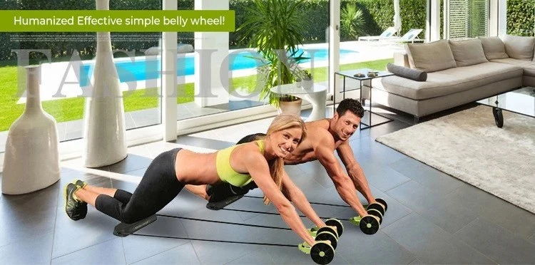 Double Ab Roller Exercise Equipment Ab Wheel Roller Supports Abdominal Workout Slimming Waist Fitness Strength Resistance Pull Rope