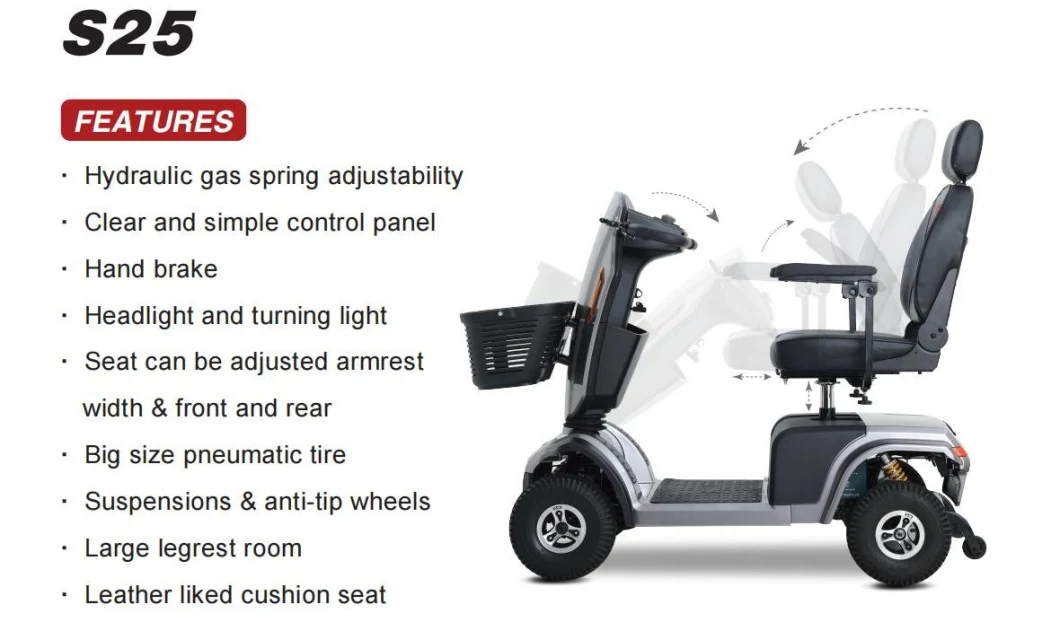 24V 500W Outdoor Portable 4 Wheel Mobility Scooters Electric Foldable Light Weight for The Elderly
