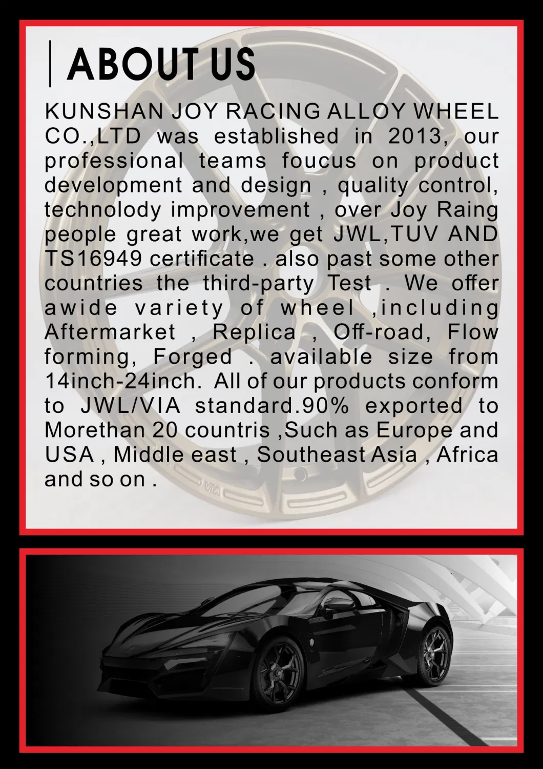 Hot Design 16 Inch Car Alloy Rims Sport Wheels 5X100-114.3 Light Weight Aluminum