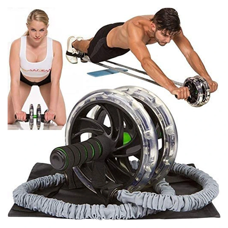 Multi-Fonction Gym Indoor Exercise Ab Wheel Roller with Pull Rope Waist Abdominal Slimming Fitness Equipment
