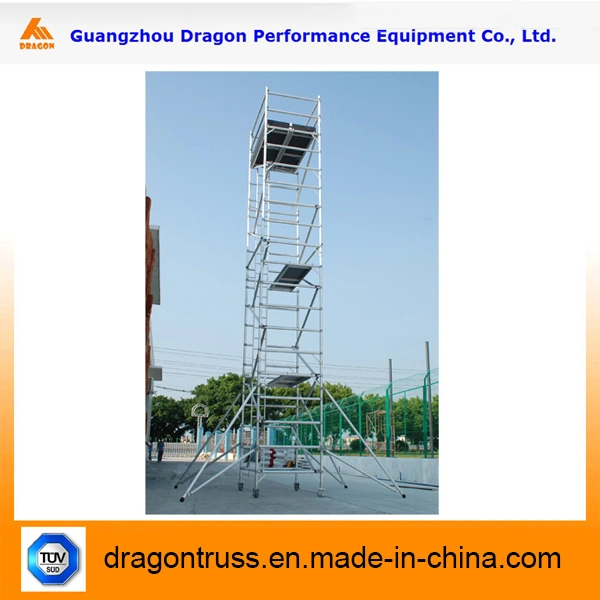 Dragonstage Factory Price Used Aluminum Bridge Moving Scaffolding with Wheels Casters Outriggers for Sale