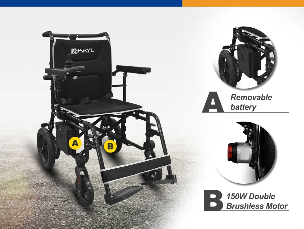 Factory Direct Selling Durable Strong Frame Mobility Scooter Electric Power Wheelchair with Attachable Battery Portable Wheelchair