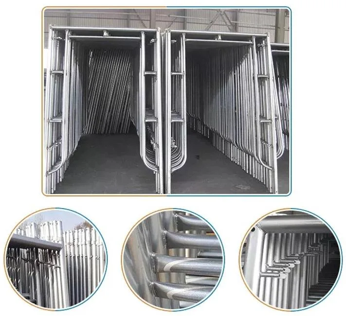 Frames Moblile Fittings China Screw Jack and Caster Wheel Aluminium Scaffold Walk-Through Frame Scaffolding Manufacture Scafffolding