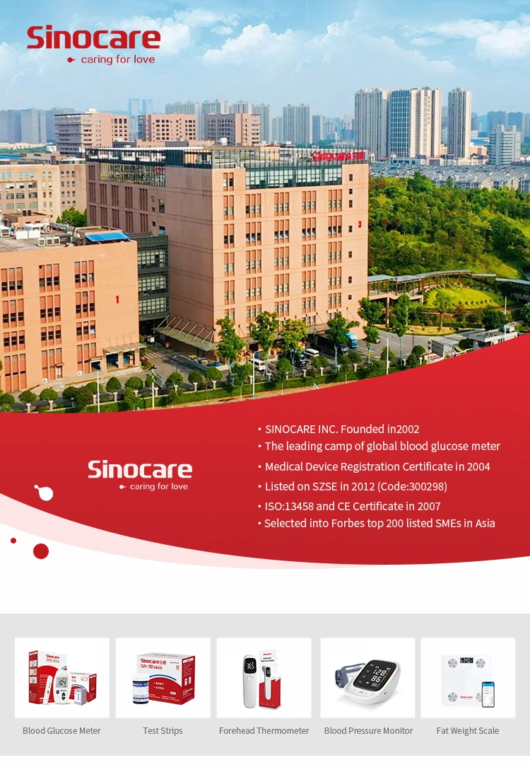 Sinocare Safe Aq Angel Homecare Handheld Blood Glucometer Large Memory Digital Blood Sugar Analyzer Kit with 200 Test Strips