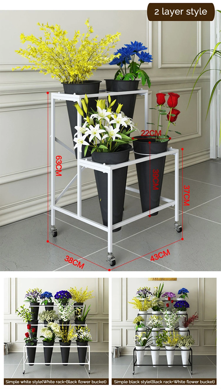 High Quality Metal Craft Flower Stand with Four Wheels