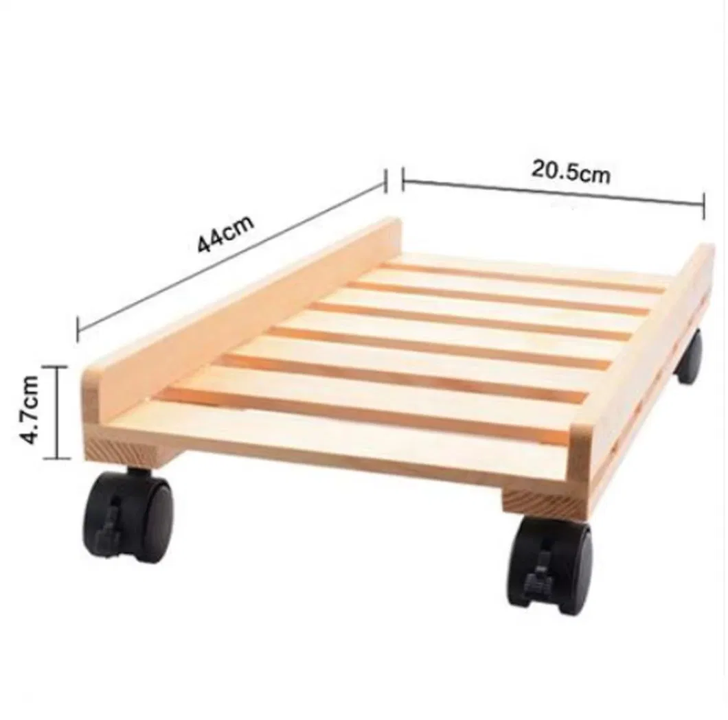 Wholesale Practical Home Office Furniture Computer Case Rolling Shelf Wooden Stand Rack CPU Wood Stand with Mobile Casters
