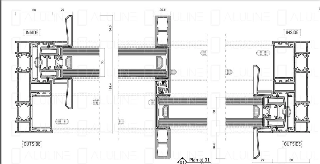 Ha38 Bottom Row-Wheel Heavy-Duty Thermal-Break Slim Slide Door