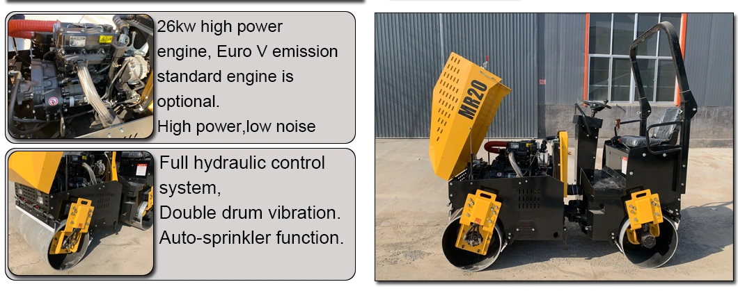 Honda Gasoline Double Steel Wheel Vibration Roller for Road Compaction