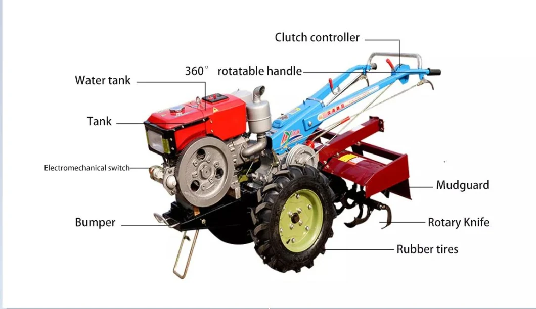 Farm Machinery Hand Walking Tractor Farm Walking Tractor Trade 8HP Diesel Walking Tractors Kubota Two Wheel Mini Farm