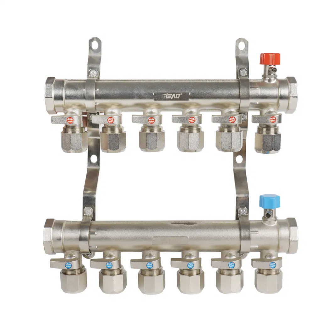 Brass Manifolds Easy Installation Automatic Temperature Control Floor Heating Manifolds Ball Valves