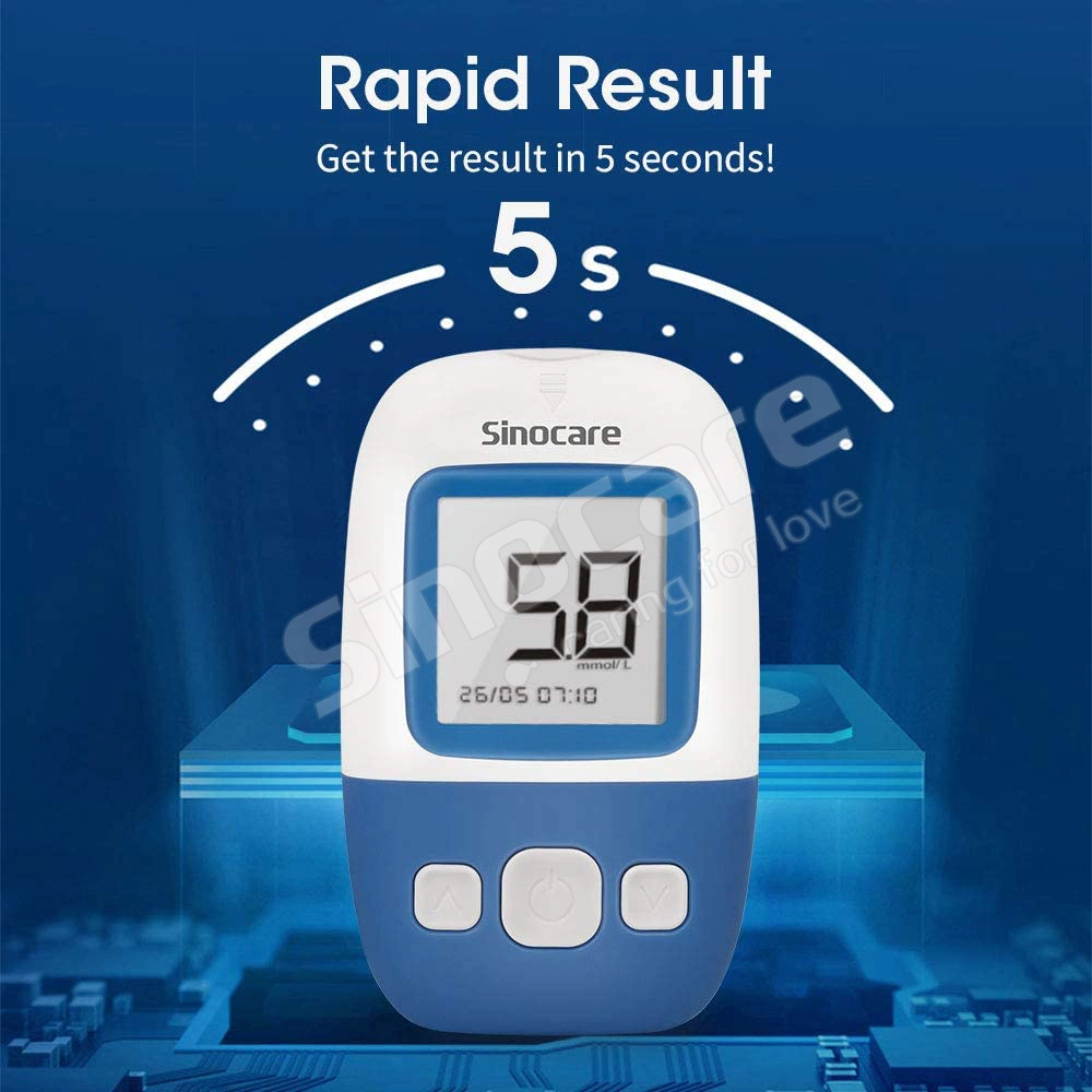 Sinocare Safe Aq Angel Homecare Handheld Blood Glucometer Large Memory Digital Blood Sugar Analyzer Kit with 200 Test Strips