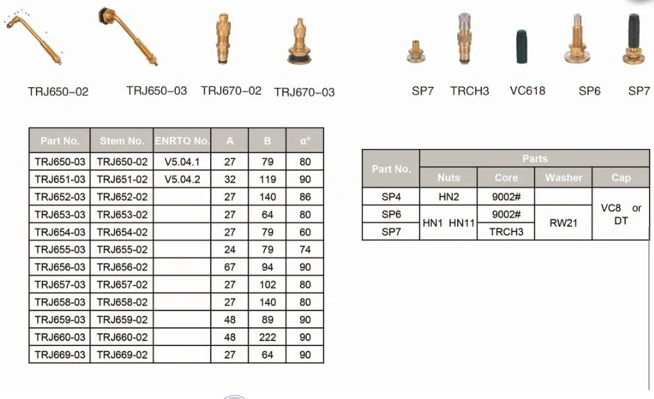 Car Tire Valve Trj650-03 Large Bore Swivel Type Tire Valve Brass Tyre Valve for Agricultural Tractors