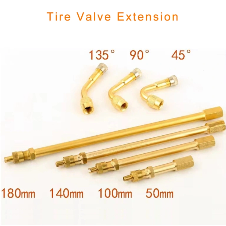 45 90 135 Degree Brass Valve Extensions Stems, Pump Hose Adapter Tyre Valve Extension with Plastic Valve Caps