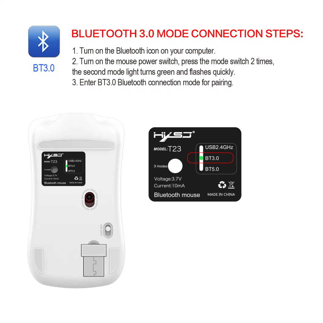 Custom Logo Rechargeable Wireless 2.4G Bluetooth Dual Mode Mouse