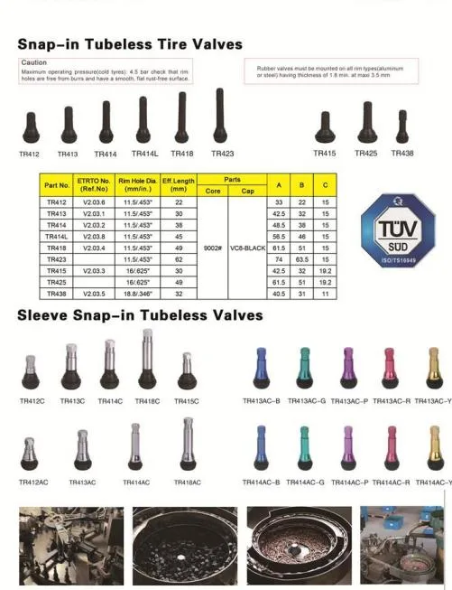 TUV Certificate High Quality Tubeless Tire Valves