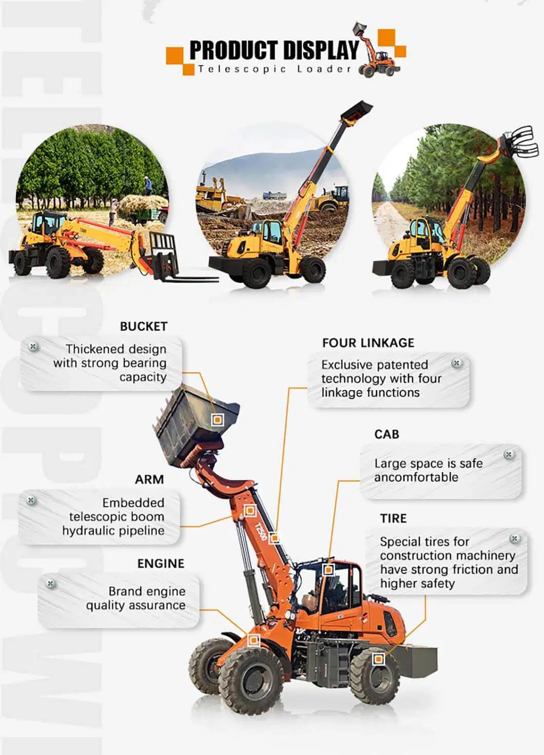 Mini Construction Machinery Telescopic Wheel Loader 2.5ton 3ton Micro Compact Hydrostatic Loaders Articulated Garden Shovel Tractor Machine