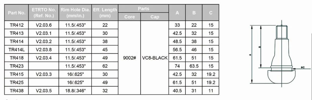 Maxx Manufacture of Auto Parts/Accessory Tubeless Rubber Tr413 Tire Valve