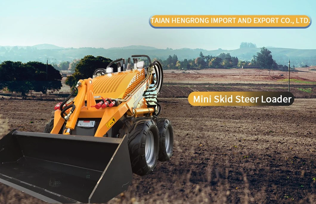 Factory Supply Walk Adjust Height Mini Skid Steer Wheel Loader with Backhoe for Engine Model Honda 21HP