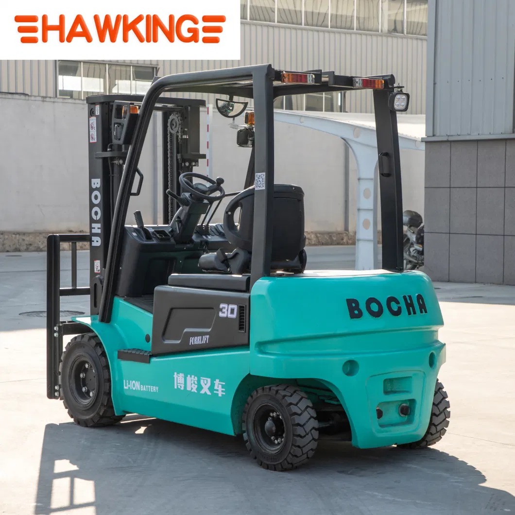 China Factory Compact 3000kg 3500kg Full Electric Four Wheel Lithium Battery Forklift Trucks with on-Borad Charger