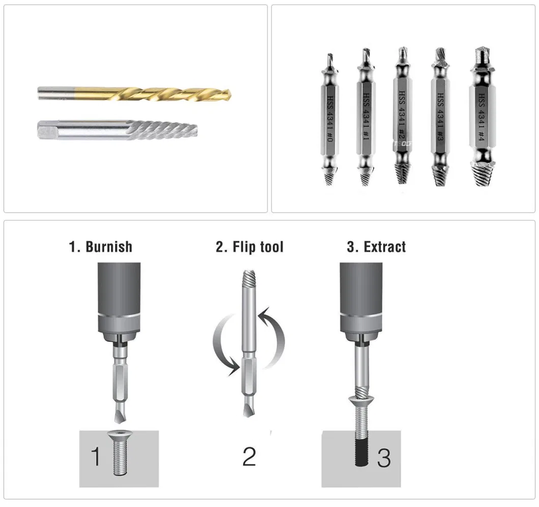 5PCS Screw Extractor Drill Bits Guide Set