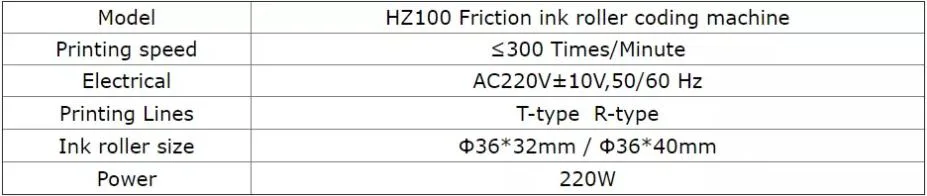 Date Printer Ribbon Coding Machine Hz-100 Dry Solid Ink Wheel Roll Coding Machine