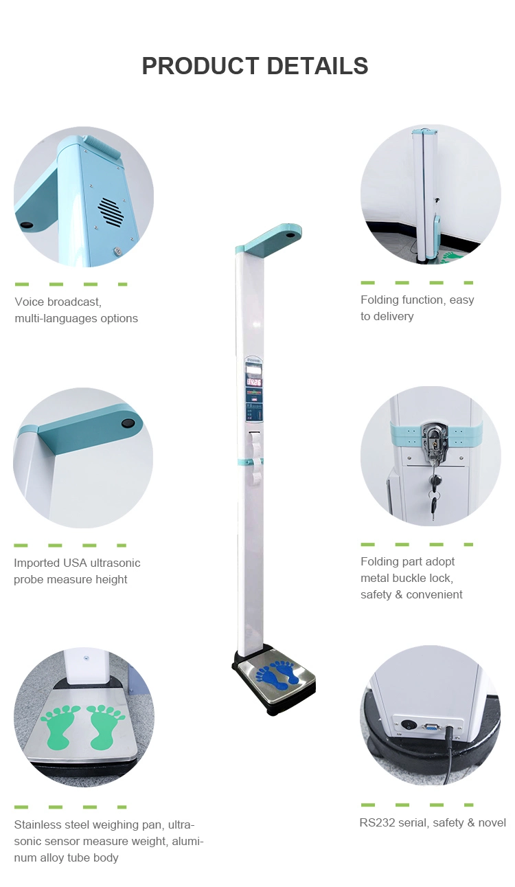 Coin Operated Electronic Height Weight Scale with Land Wheel