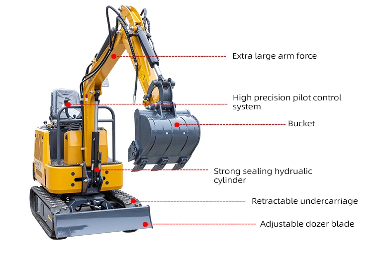 China 1 Ton Hydraulic Crawler Mini Excavator for Household