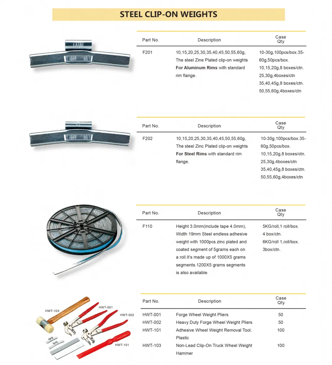 Fe/Steel Adhesive Wheel Balance Weights F190
