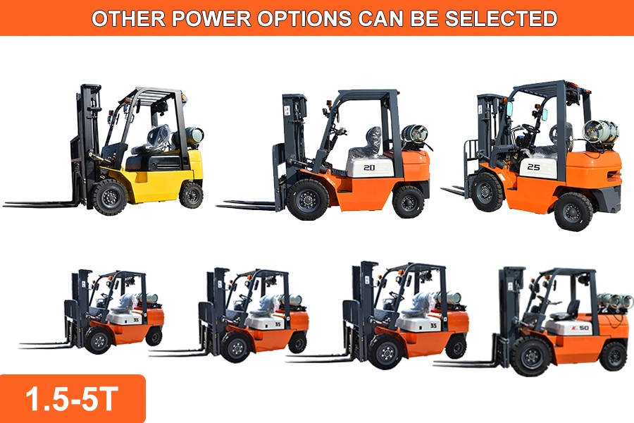 China Factory Manufacture 2 Ton 2.5t Balance Weight Type Forklifts Price 4 Wheel LPG Gasoline Dual Fuel Forklift Trucks
