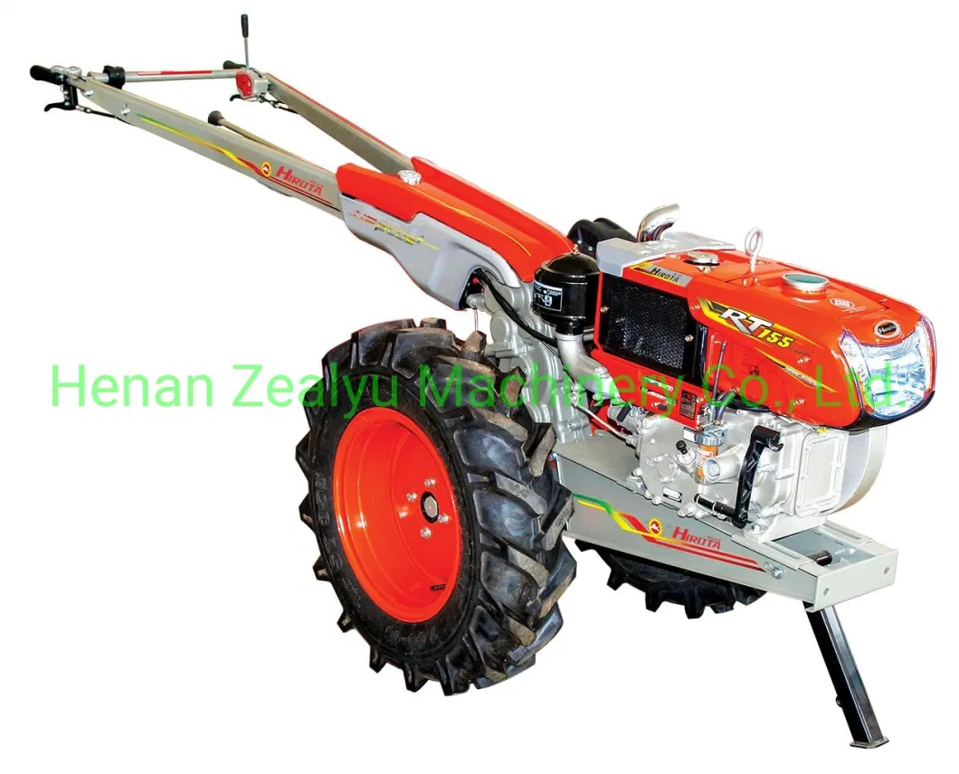 Hot Sale 14HP Kubota Engine Long Iron Wheels Hand Walking Tractor with Plough