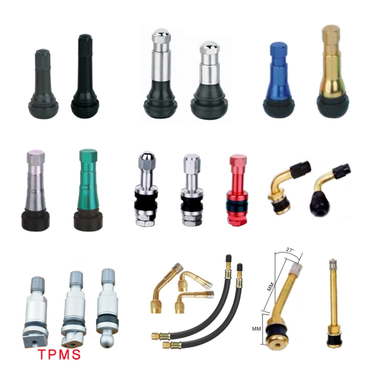 Factory of Rubber Alloy Brass Rubber TPMS Stem Tubeless Tyre Valve with Snap in &amp; Clamp-in for Car Truck Bus Motorcycles Scooters Tire