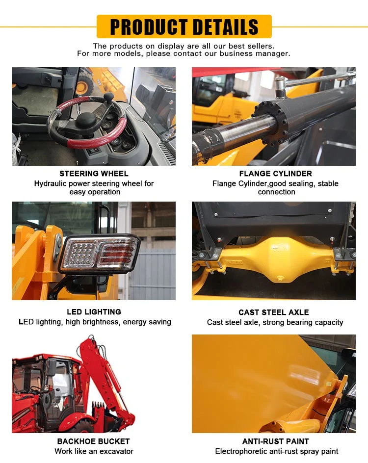 New Kubota Motor Manufacturer Multifunctional 4X4 Retroexcavadora Tractopelle China Wheel Mini Twoable Excavator Backhoe Loader for Sale