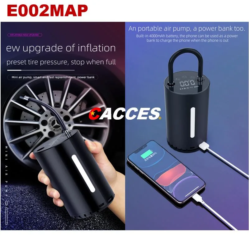 Digital Car Tyre Inflator Air Tool Portable Air Compressor Car Tyre Pump Automatic 6000mAh Electric Air Pump,Fast Tyre Inflation W/Multi Valve Adaptor LED Light