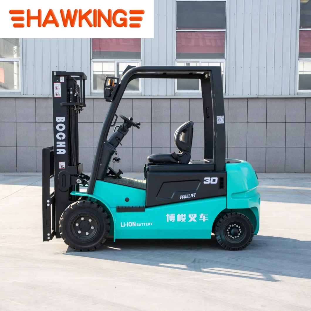 China Factory Compact 3000kg 3500kg Full Electric Four Wheel Lithium Battery Forklift Trucks with on-Borad Charger