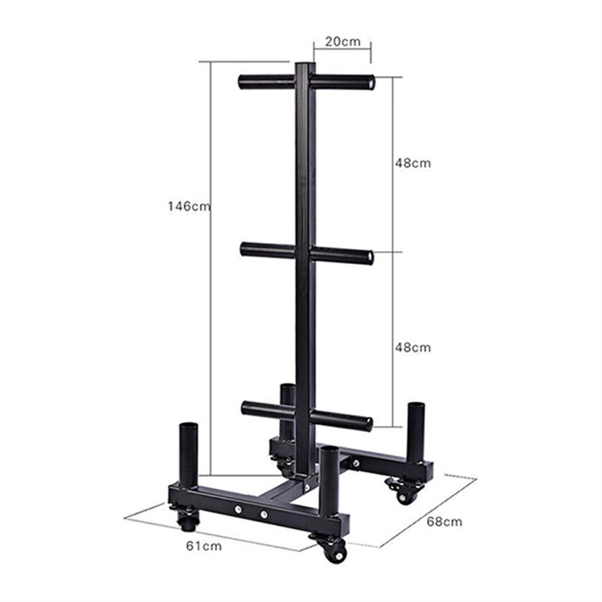 High Quality Gym Equipment Weight Lifting Plate Rack Multi-Functional Weight Plate Rack Barbell Bar Holder Cheap Wheel Barbell Stand