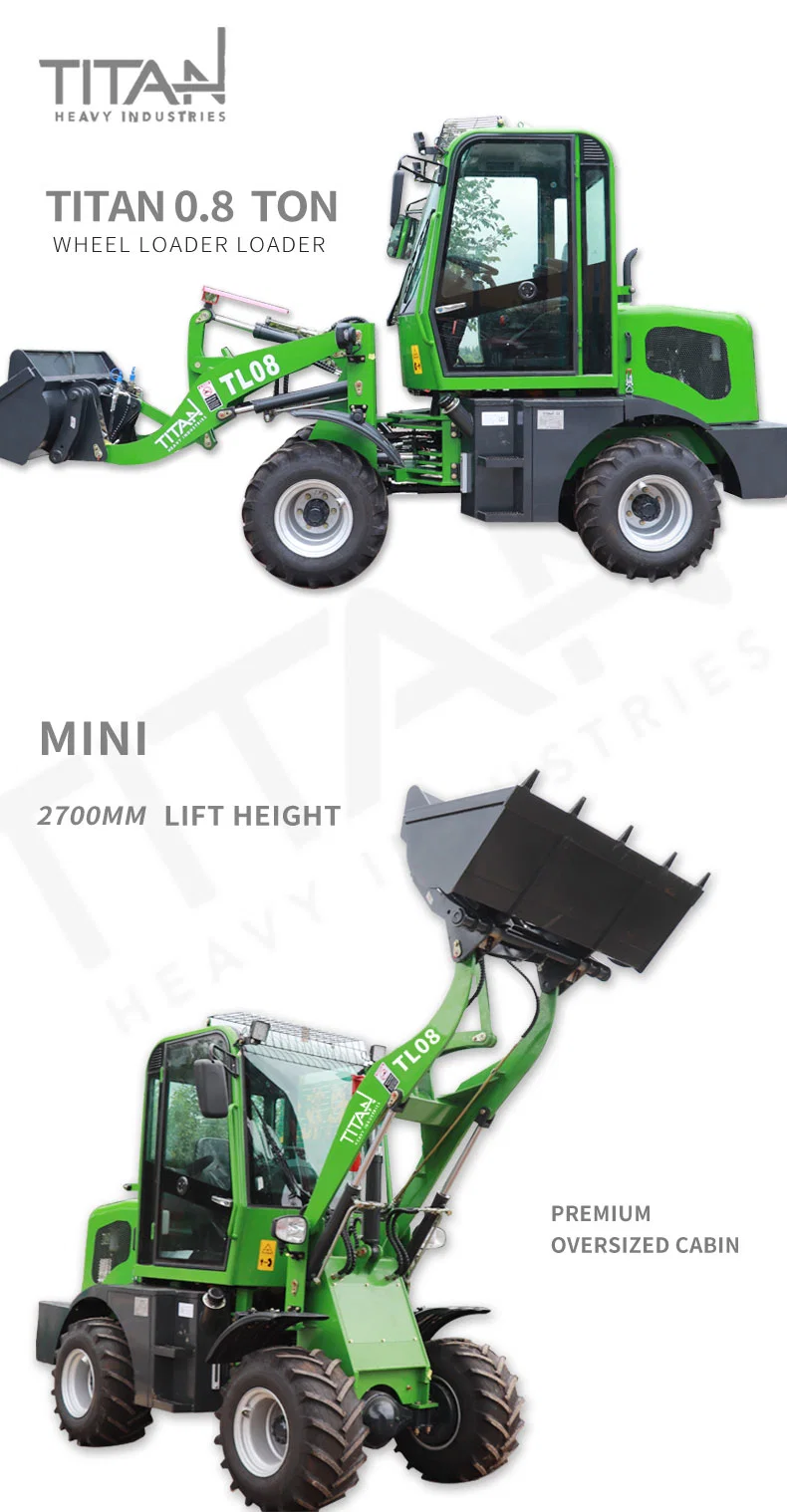 Free shipping!!!20% off 0.8Ton Avant Mini New Compact Loaders Garden Tractor Front End Hay Fork Log Grapple 800kg Pay Farm Wheel Loader with Quick Hitch