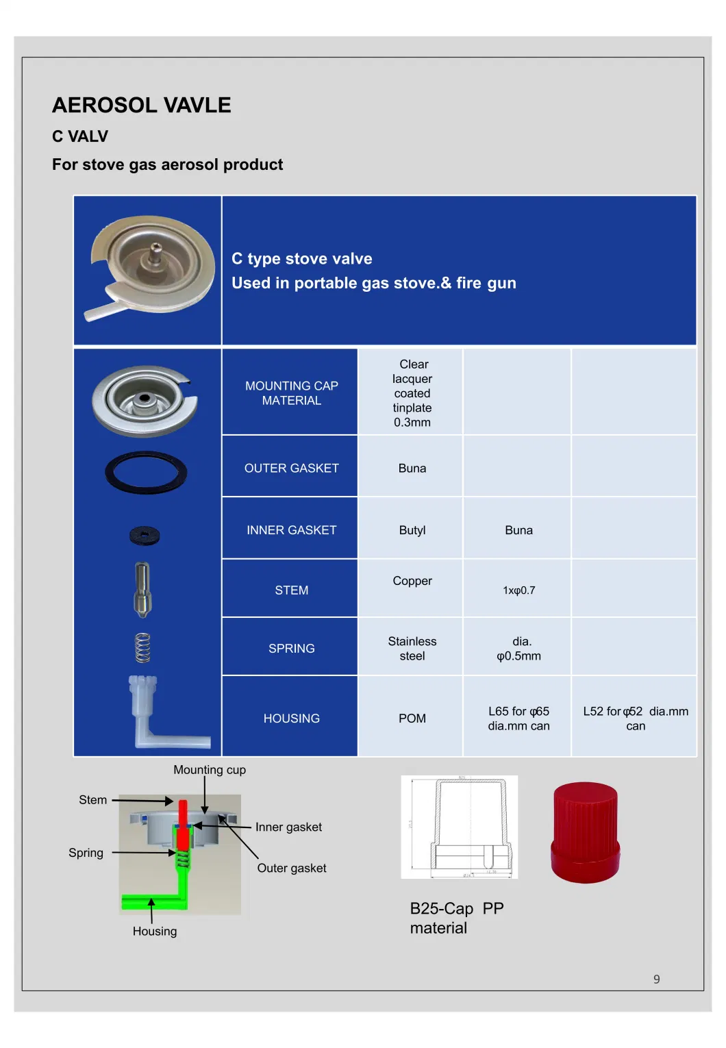 Tinplate Butane Canister Gas Valve Butane Gas Can Valve