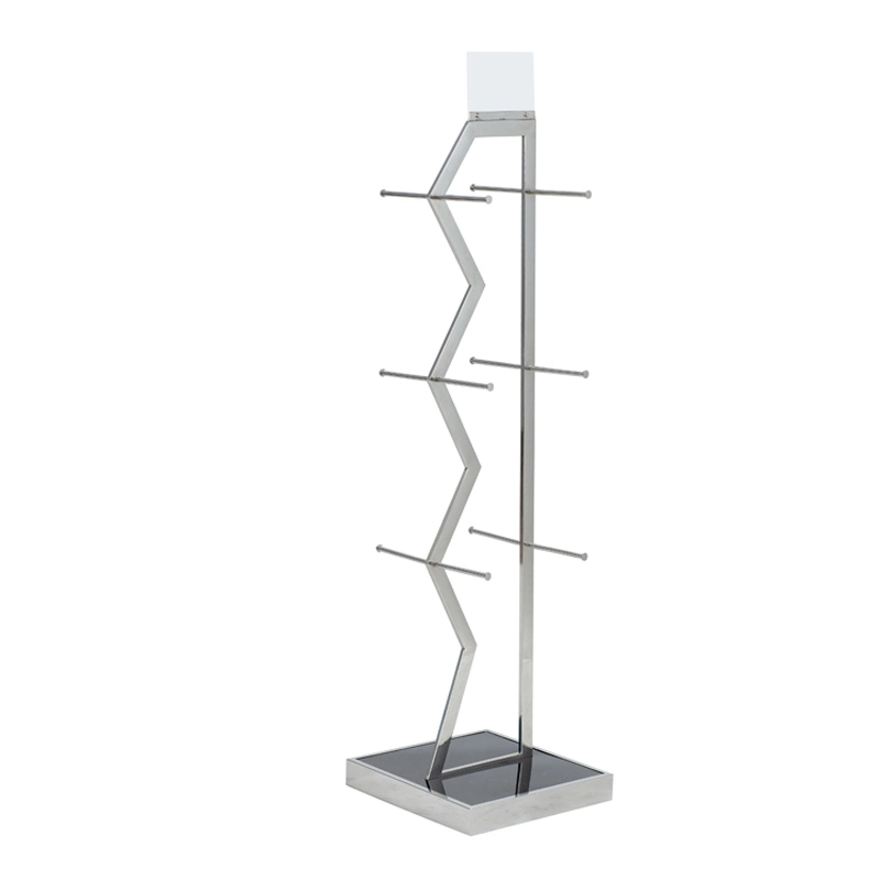 Stainless Steel Floor Mirror Metal Display Stand with Wheel