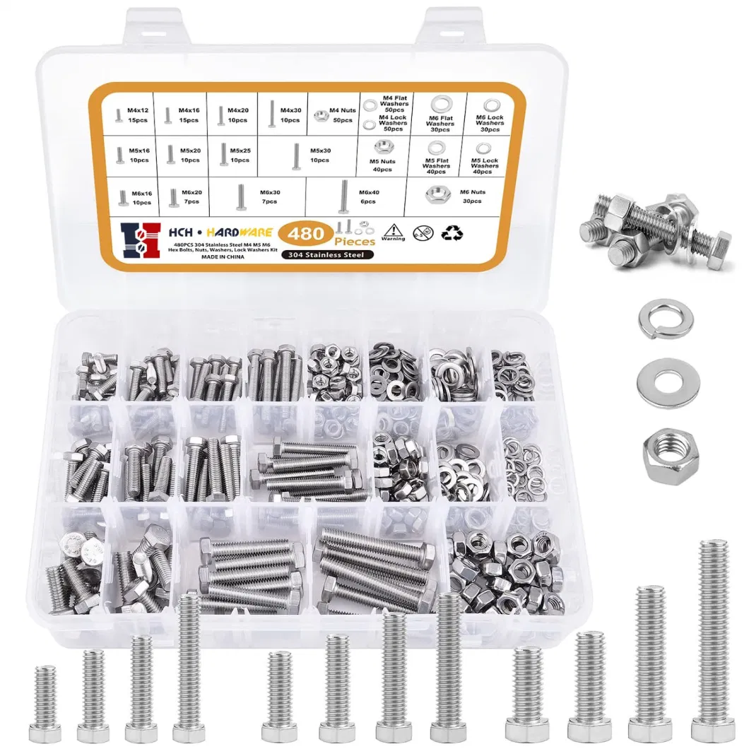 Box Screws Nuts Washers Assortment Kit with Multiple Box Options ANSI DIN Supporting M4- M6