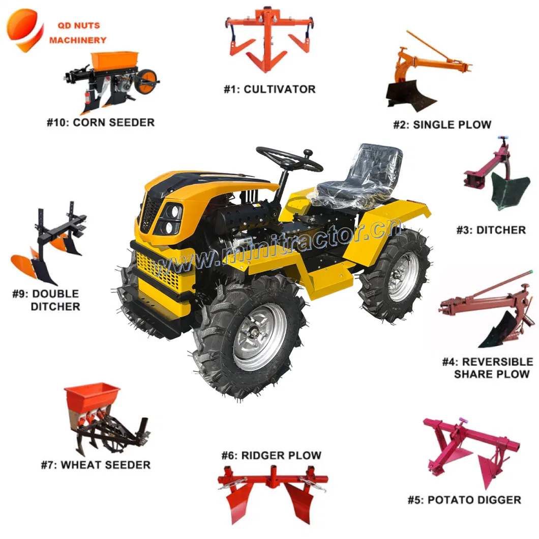 4WD 12-18HP Orchard Tractor Small Four Wheel Farm Tractor Garden Tractor Walking Tractor Mini Tractor for Agricultural Machinery Machine CE