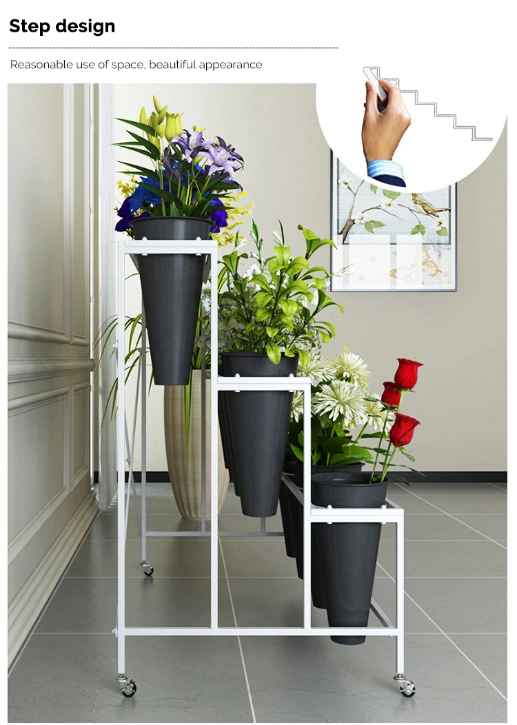 Modern Metal Craft Flower Stand with Wheels