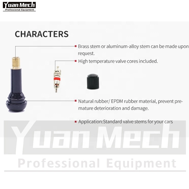 High Pressure Standard Length Tubeless Tire Valve Stem Rubber Snap-in Tire Valve