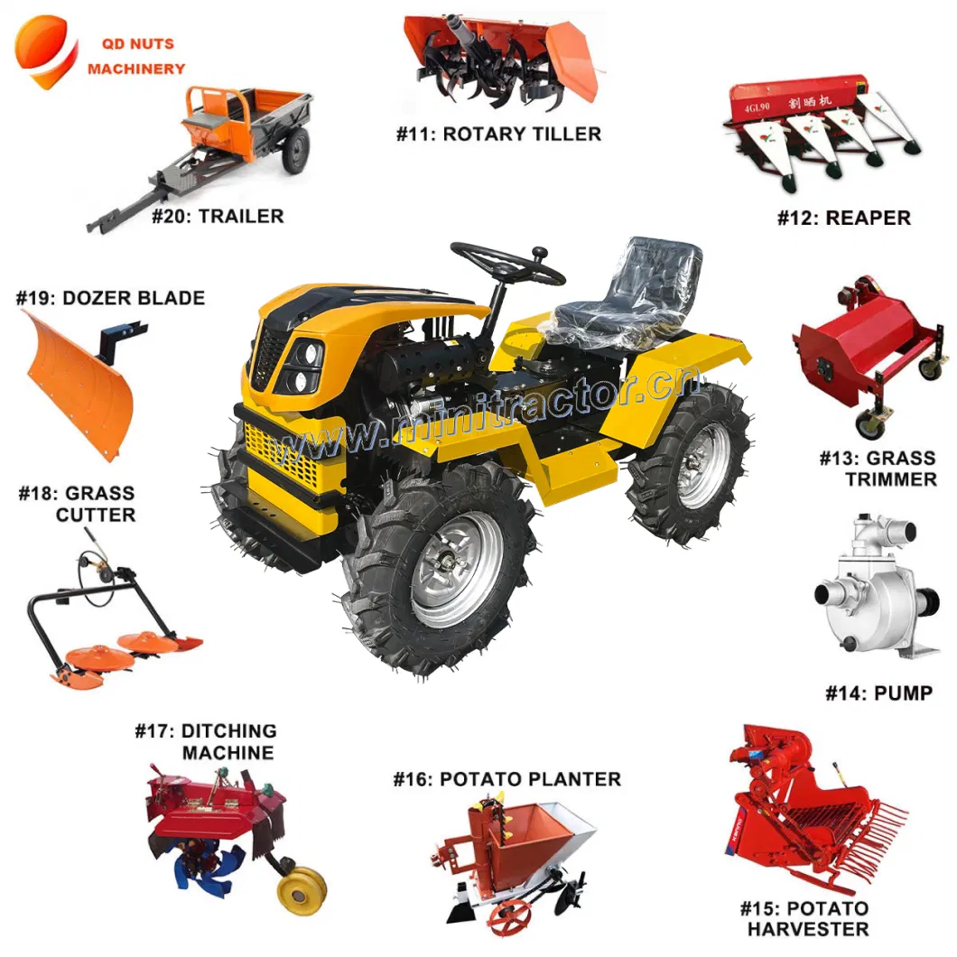 4WD 12-18HP Orchard Tractor Small Four Wheel Farm Tractor Garden Tractor Walking Tractor Mini Tractor for Agricultural Machinery Machine CE