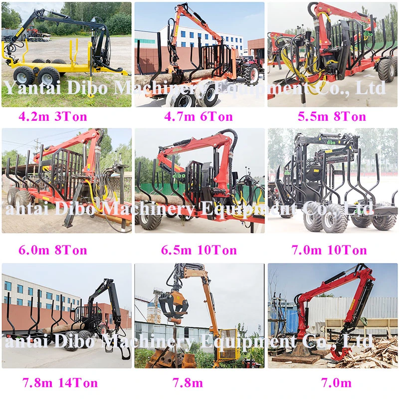 Forest Equipment 7.8m Hydraulic Wood Log Timber Cranes with 14t Trailer