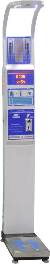 Coin Operated Height Weight Scale, BMI Body Scale, Weighing Machine